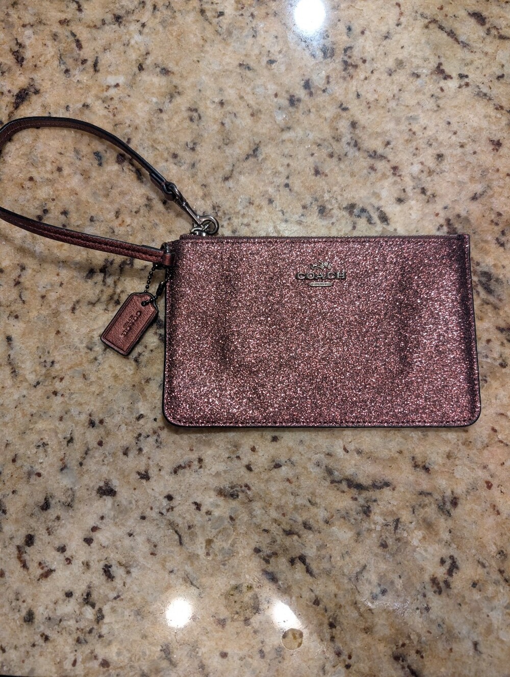 Coach Metallic Cherry Glitter Wristlet